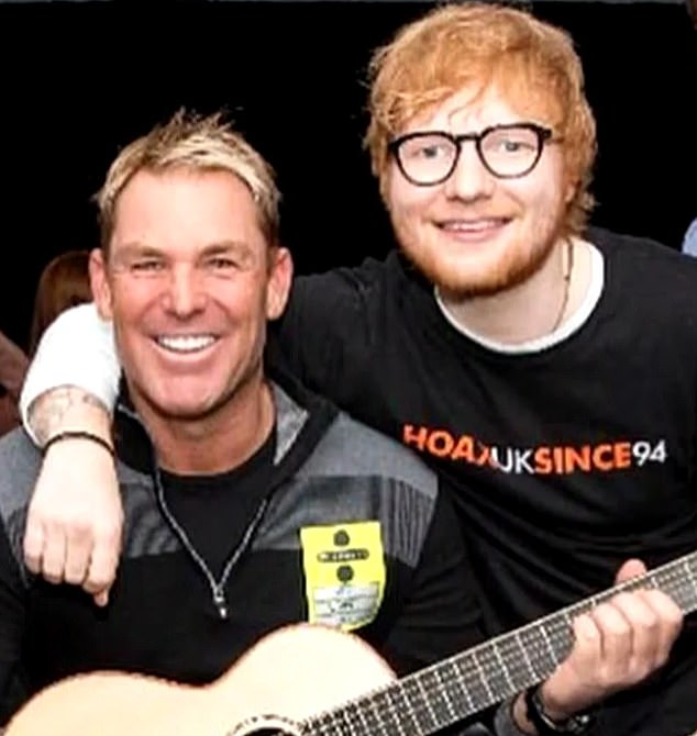 Warne and Sheeran became friends after they were both staying at Crown in Melbourne