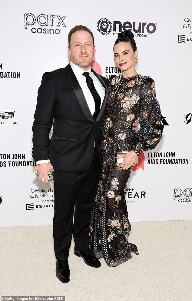 Law, 40, claimed in a restraining order request filed on December 23 that her ex Keith Andreen, 51, had used the artificial intelligence program to send messages mimicking her to several people, including a new romantic partner; pictured together in 2022 in West Hollywood