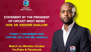WATCH NOW! Statement by the President of Cricket West Indies, Hon. Dr. Kishore Shallow. - Windies