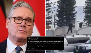 Keir Starmer tweets happy Hanukkah message as gunmen open fire during Jewish celebrations in Australia