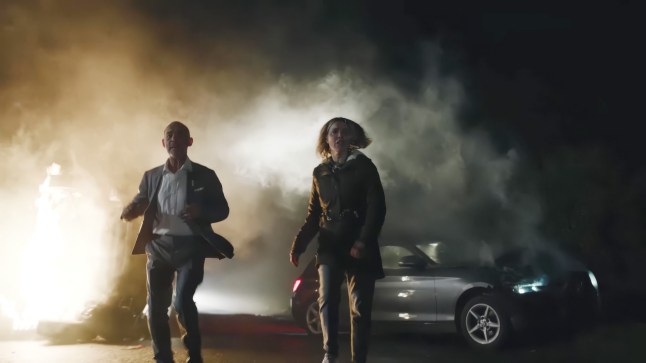 Kevin and Abi in the middle of a car smash in Corriedale