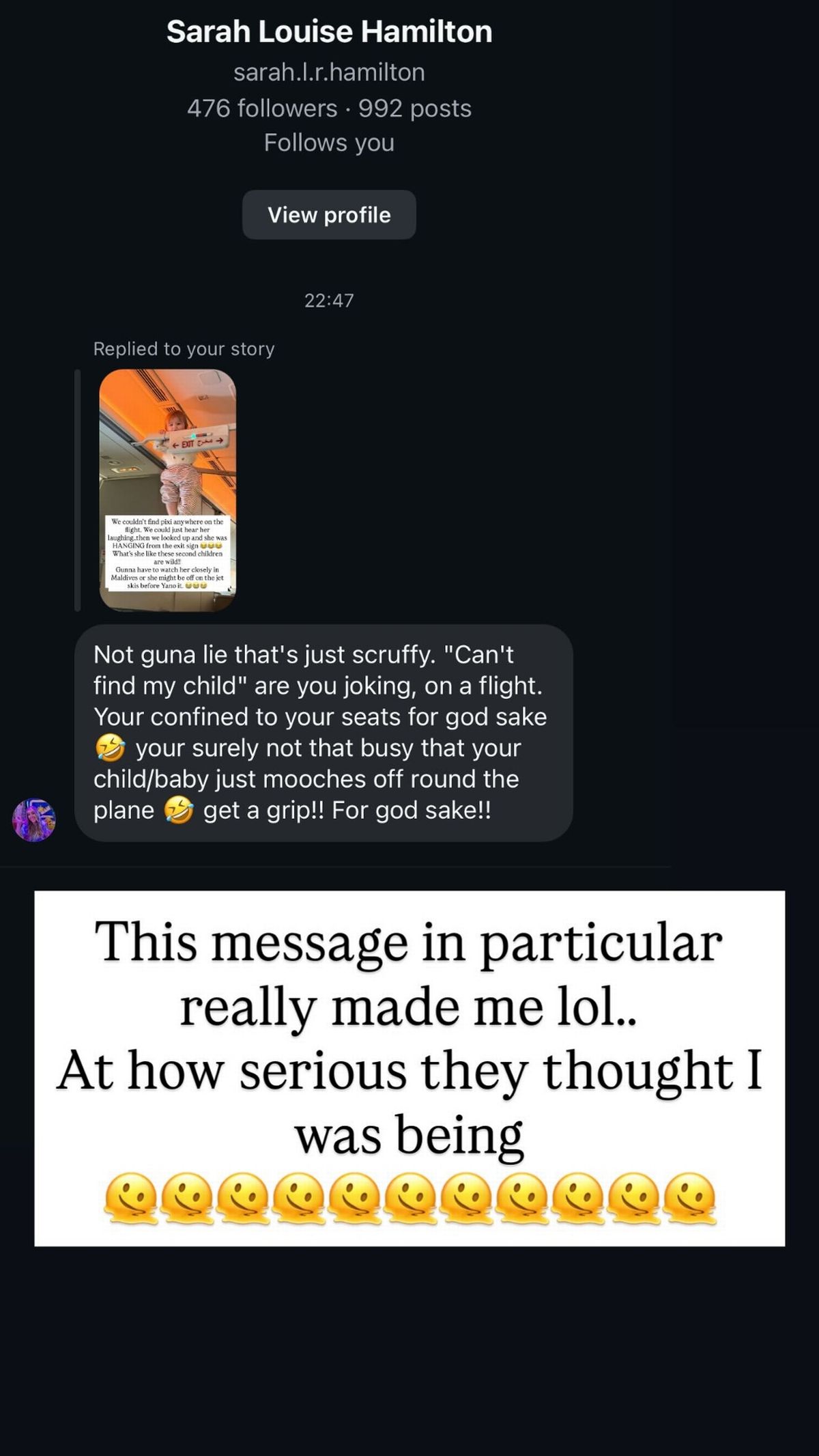 Charlotte shared some of the replies she had received