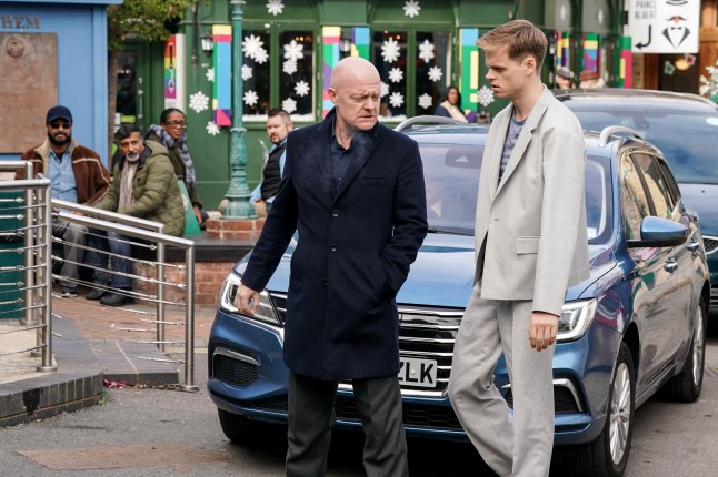 Max and Oscar in the street in EastEnders