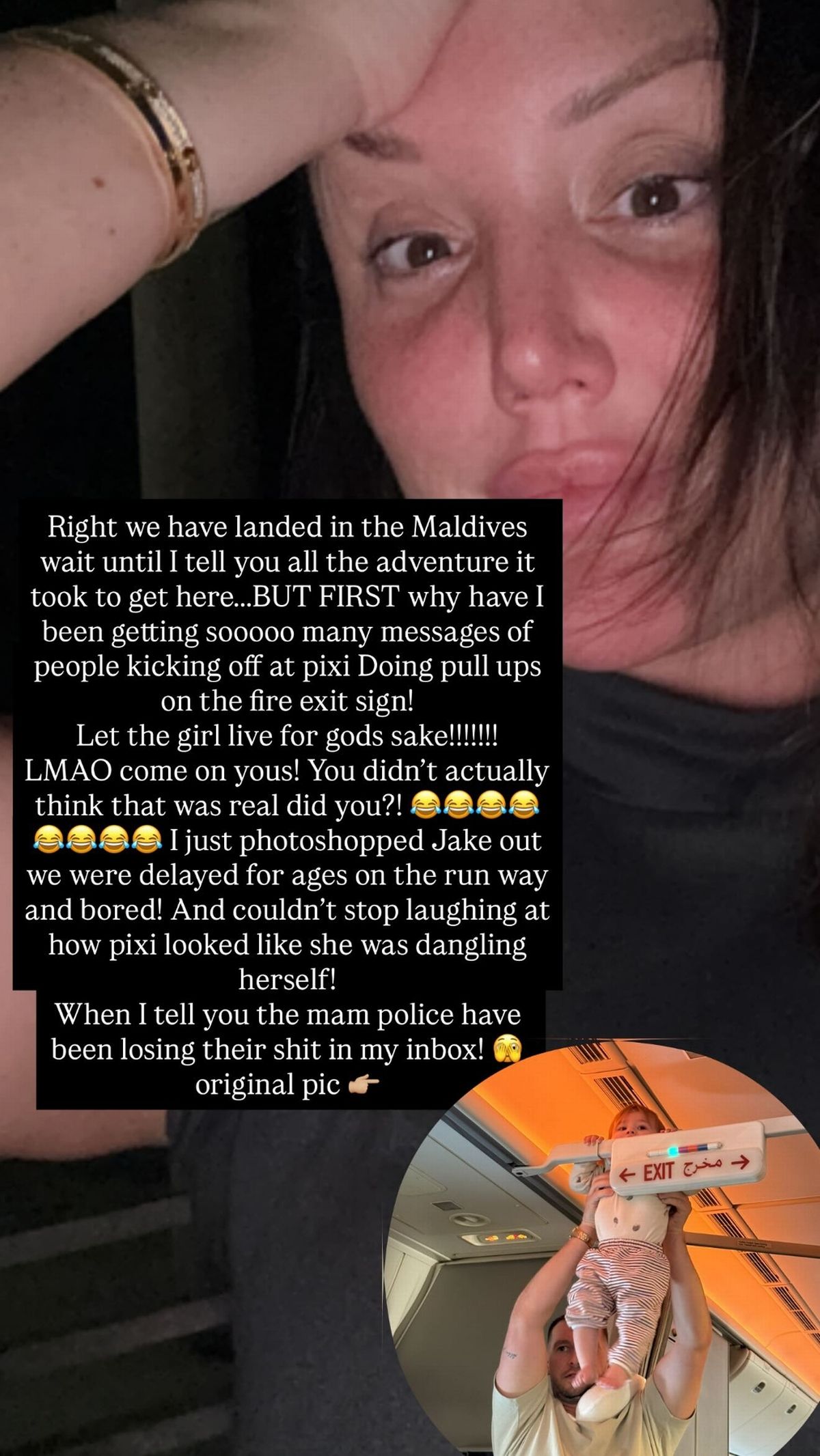 Charlotte shared the original photo of Jake holding Pixi up