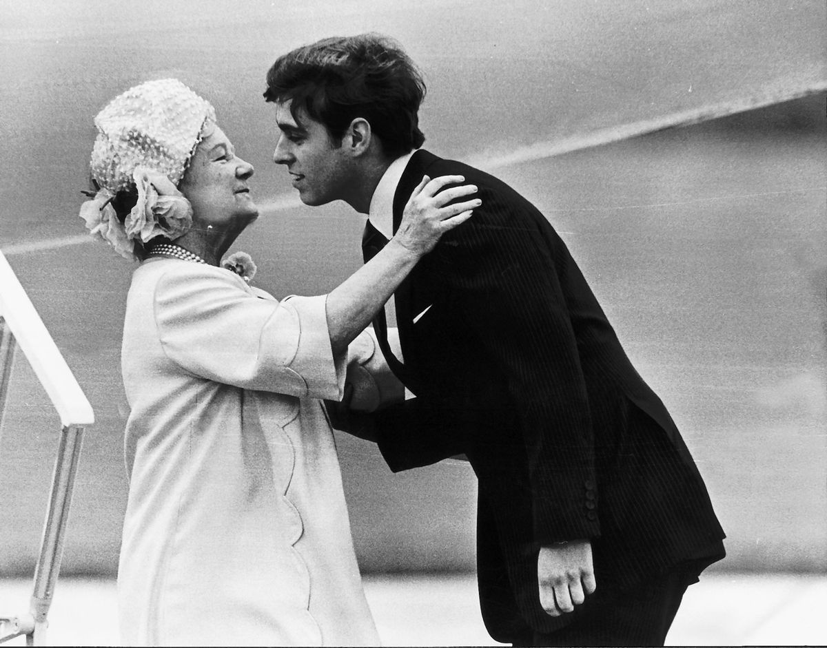 Queen Mother meets Prince Andrew in Yorkshire   