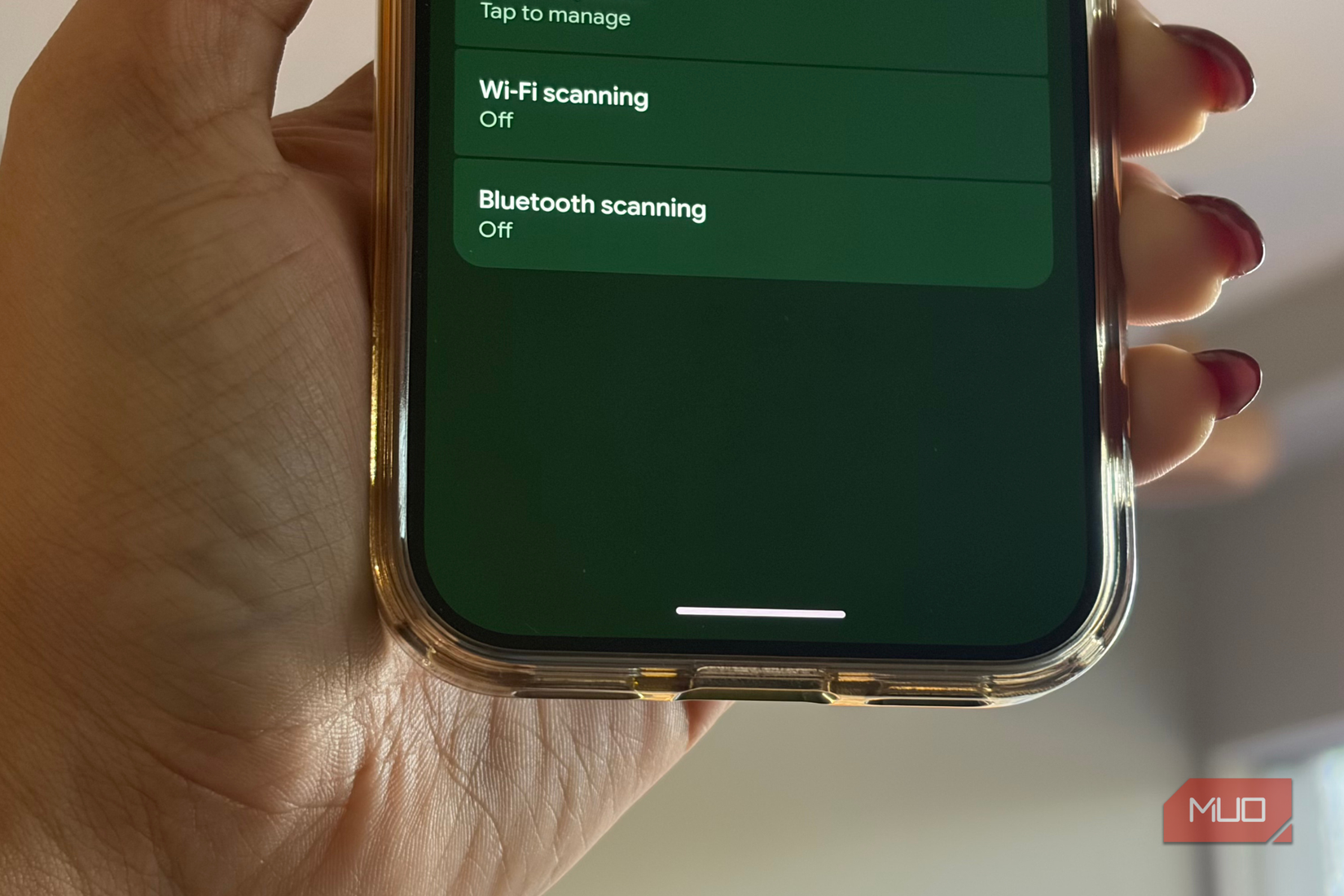 Wi-Fi and Bluetooth scanning turned off on the Google Pixel 10 Pro
