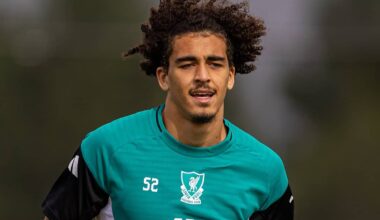 LIVERPOOL, ENGLAND - Tuesday, September 16, 2025: Liverpool's Jayden Danns during a training session at the AXA Training Centre ahead of the UEFA Champions League match between Liverpool FC and Atlético de Madrid. (Photo by David Rawcliffe/Propaganda)