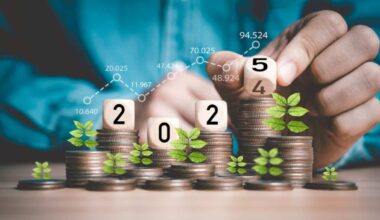 Businessman hand flipping wooden block cube from 2024 to 2025 on coins