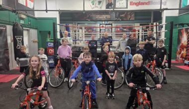 Martin Murray thanks Active Wellbeing Society for bikes donation
