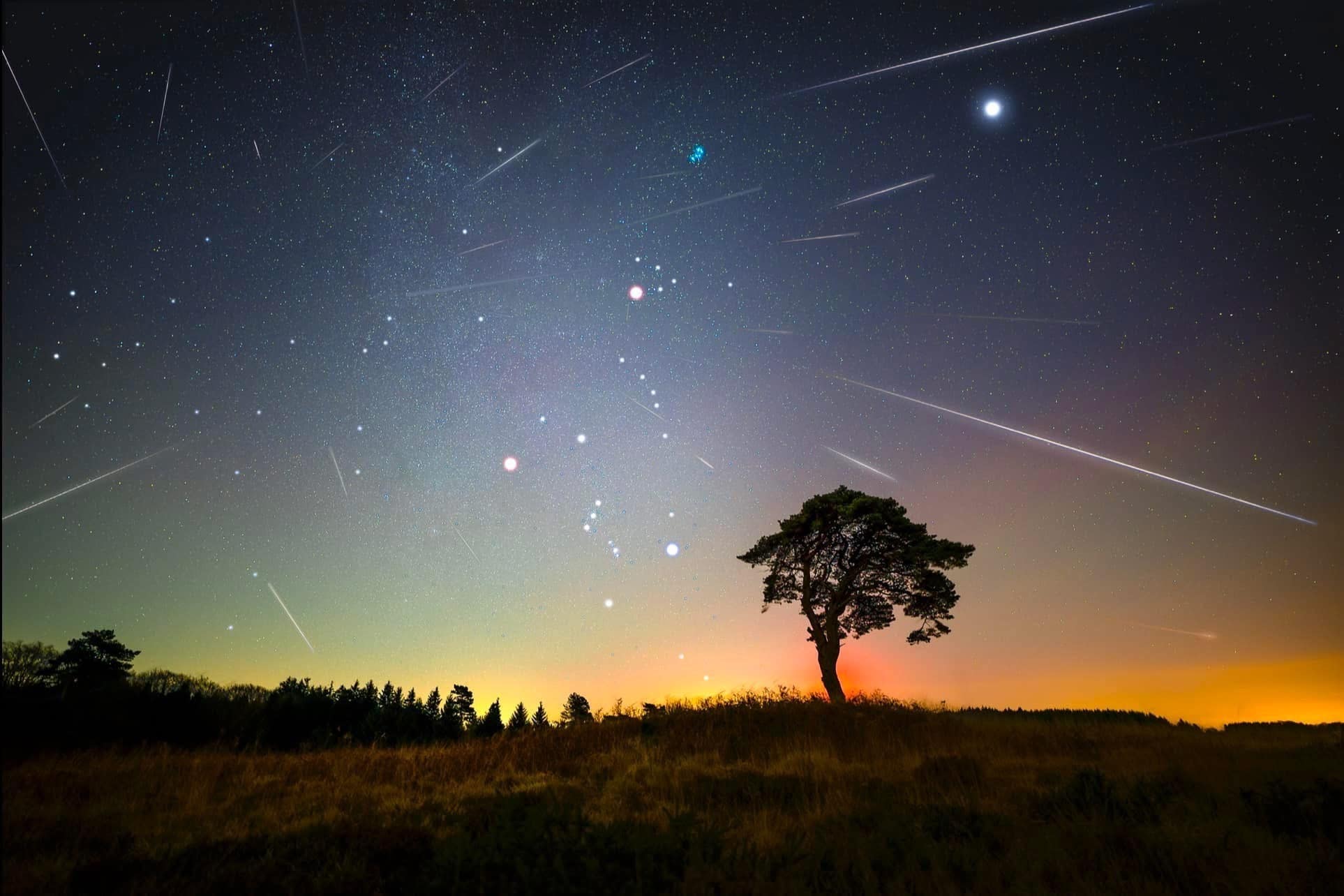 Photographer Josh Dury captured a striking image of the Geminid meteor shower in Somerset (Josh Dury Photo-Media/PA)