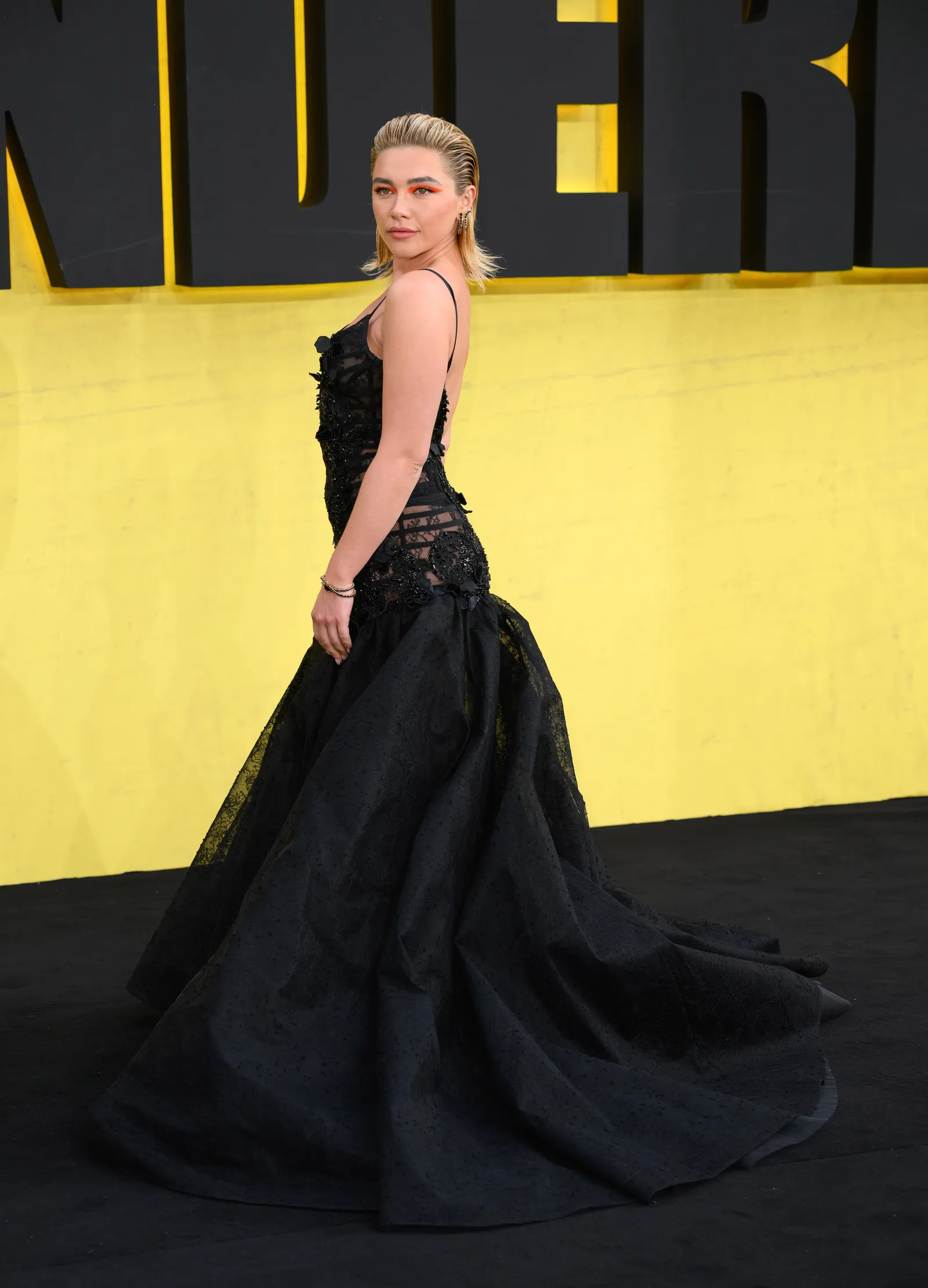 Image may contain Florence Pugh Clothing Dress Fashion Formal Wear Gown Evening Dress Adult Person and Wedding