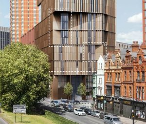 Proposed Birmingham skyscraper at Bristol Street, Bromsgrove Street and Essex Street (amended design). Taken from planning document prepared by stephenson hamilton risley STUDIO.