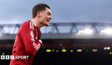 Florian Wirtz celebrates as he puts Liverpool 2-0 up against Wolves