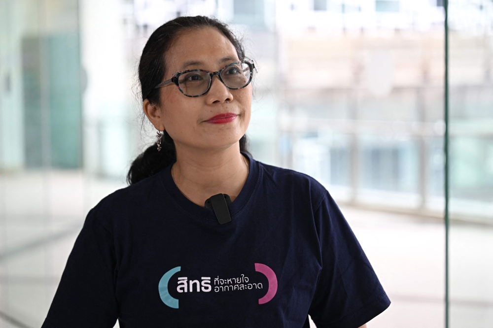 Weenarin Lulitanonda, co-founder of Thailand Clean Air Network, speaks to AFP about the Clean Air Bill in Bangkok on November 20, 2025. — AFP pic