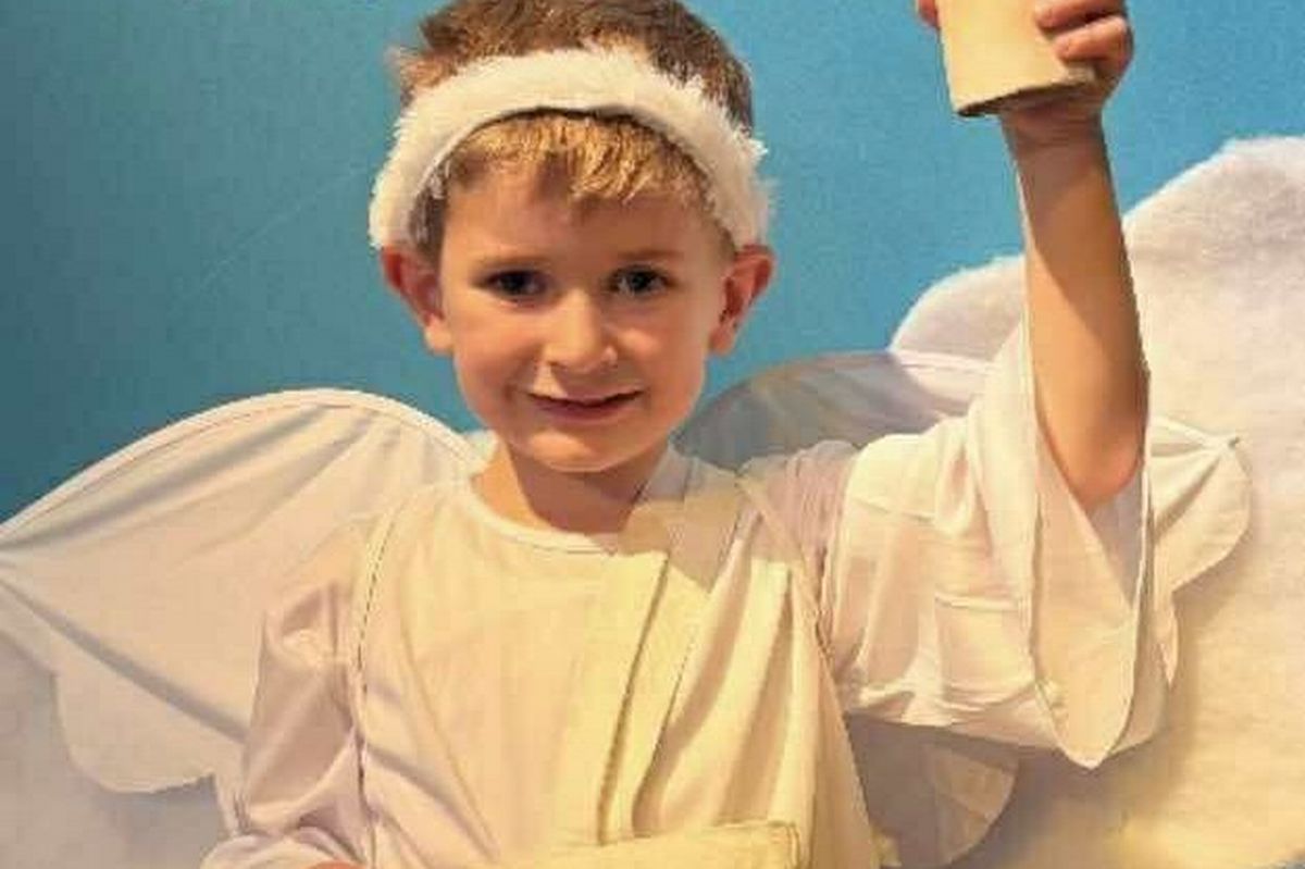 Rory got out of hospital just in time to play the angel in his school nativity.