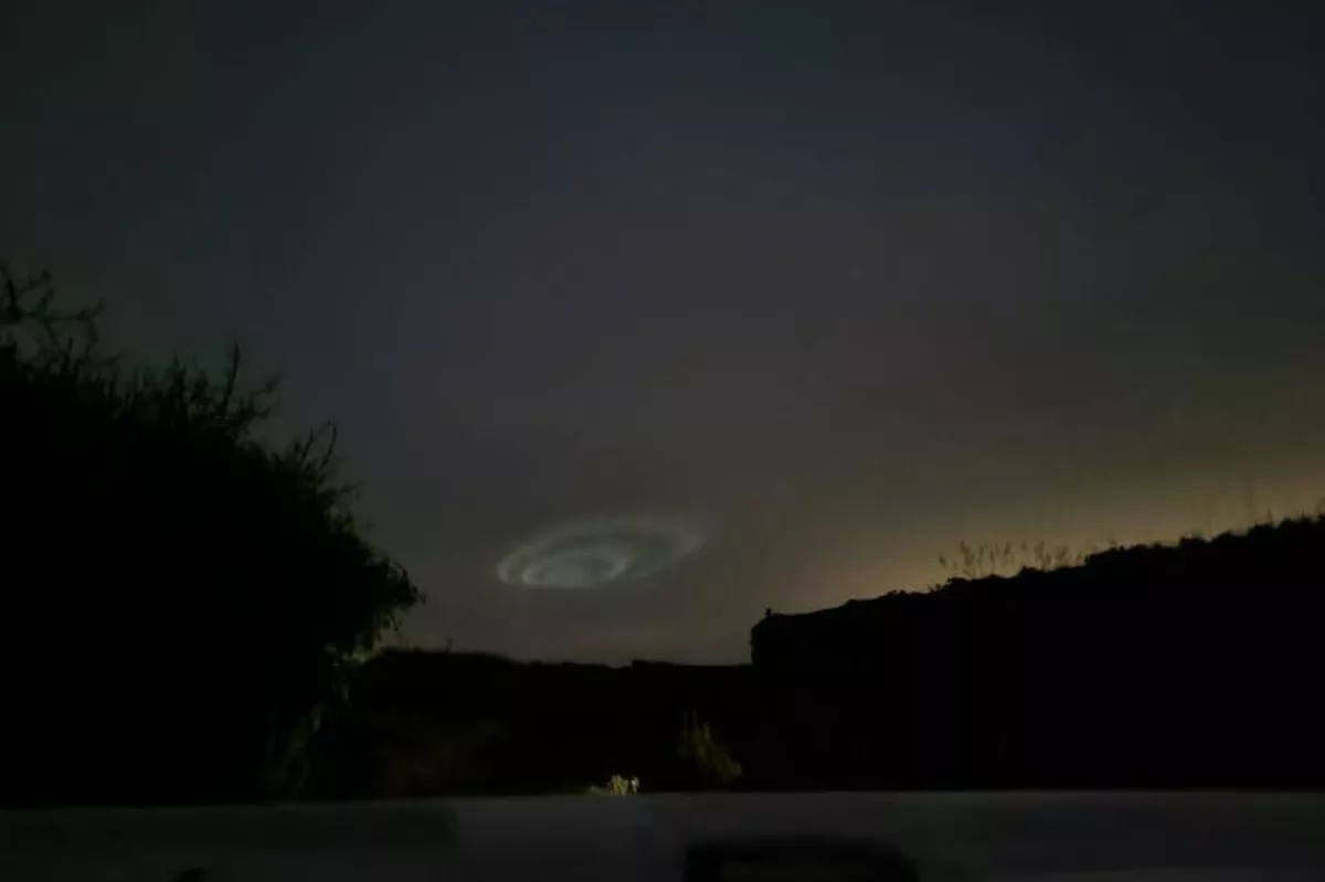 Rob Beck captured these mysterious swirling lights in the sky near Perranporth. (Credit : Submitted)