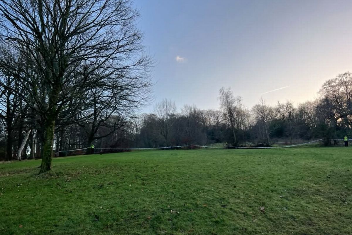 A section of the park has been taped off. 