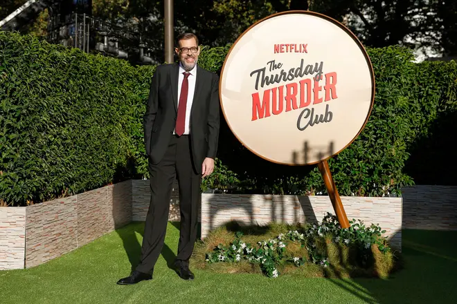 Richard Osman poses for photographers upon arrival at the screening of the film 'The Thursday Murder Club'