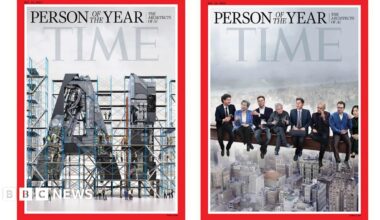 A green promotional banner with black squares and rectangles forming pixels, moving in from the right. The text says: “Tech Decoded: The world’s biggest tech news in your inbox every Monday.”