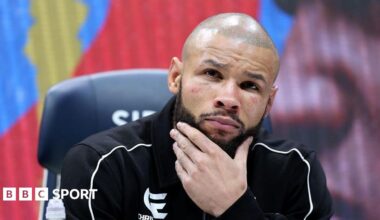 Chris Eubank during a news conference after losing a rematch to Conor Benn