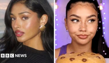 A composite image of the two women close-up