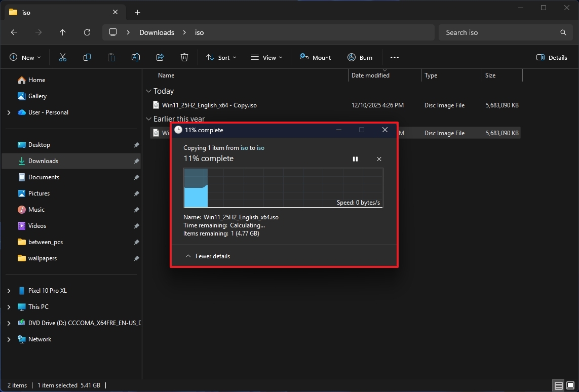 File Explorer with new dark mode elements