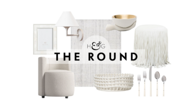 an assortment of white home decor