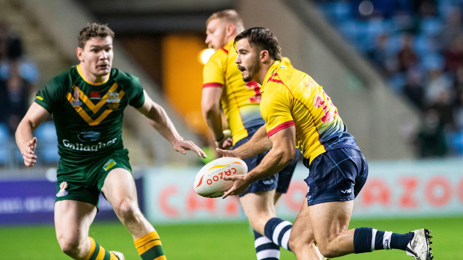 Calum Gahan in action for Scotland against Australia at the delayed 2021 Rugby League World Cup