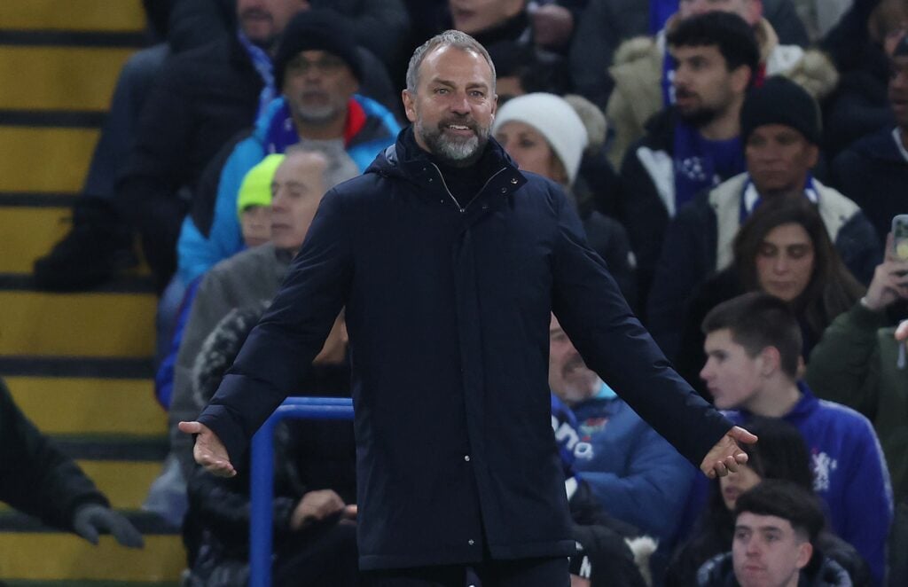 Hansi Flick during Chelsea vs Barcelona