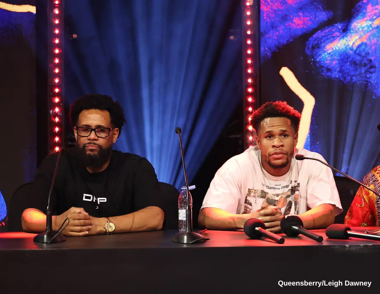 Devin Haney and Bill Haney speak to the media after Haney’s unanimous decision win over WBO welterweight champion Brian Norman Jr. on November 22.
