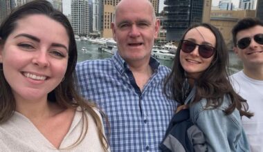 Ready to celebrate the festive season after a difficult summer are Terry and daughters Grainne (left) and Rosie with her husband Tony Pic: LTHTR