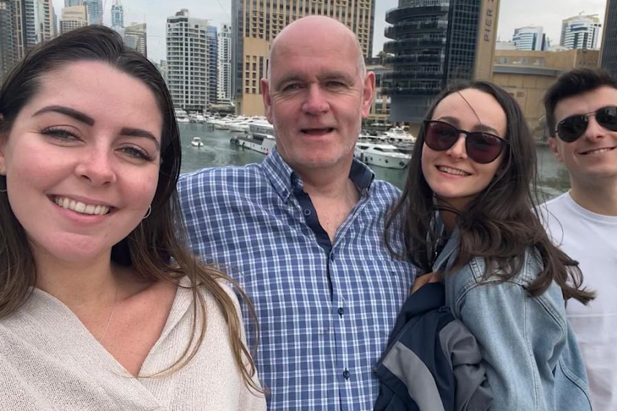 Ready to celebrate the festive season after a difficult summer are Terry and daughters Grainne (left) and Rosie with her husband Tony Pic: LTHTR
