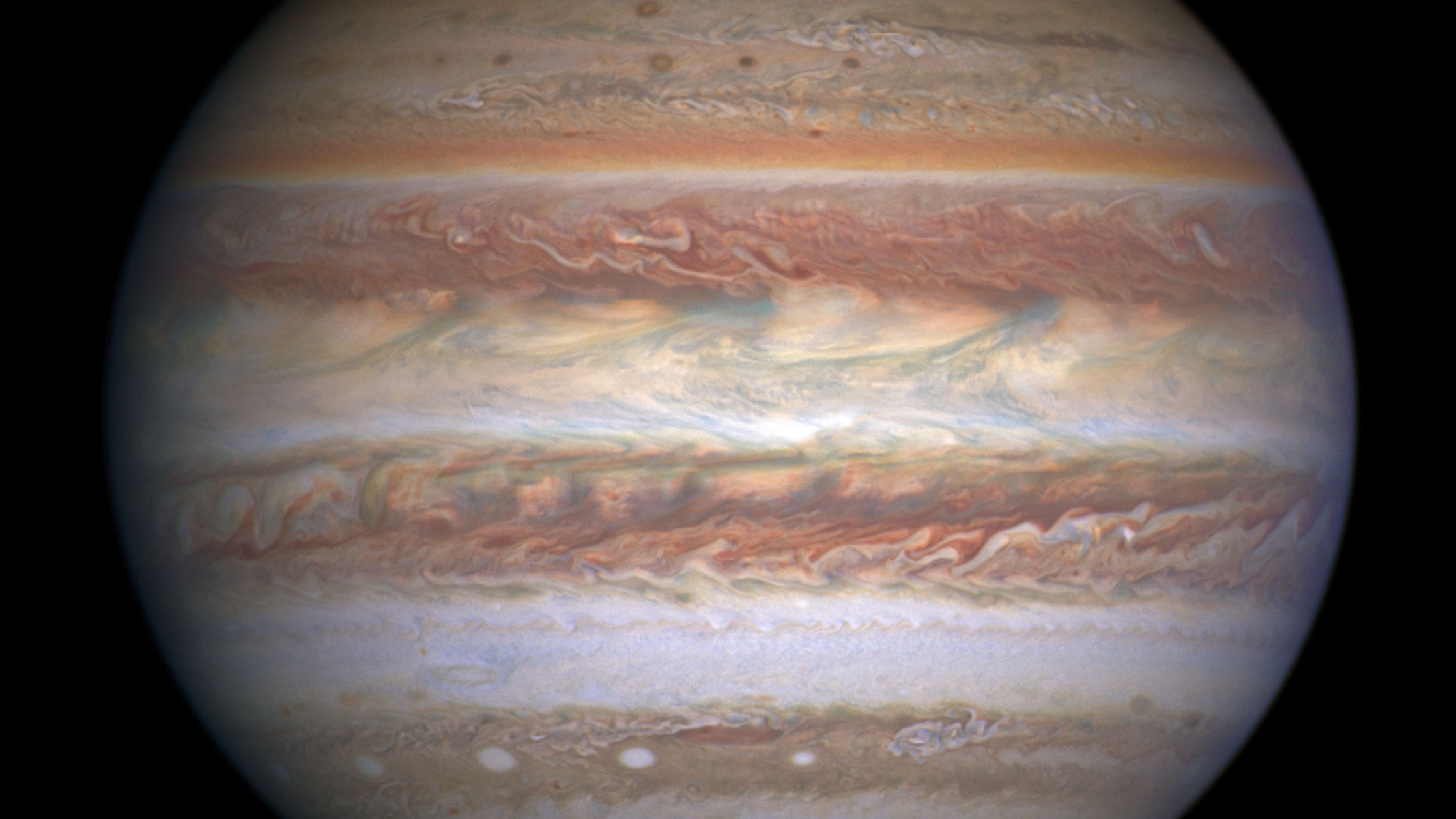 Jupiter as captured by the Hubble Space Telescope in 2017.