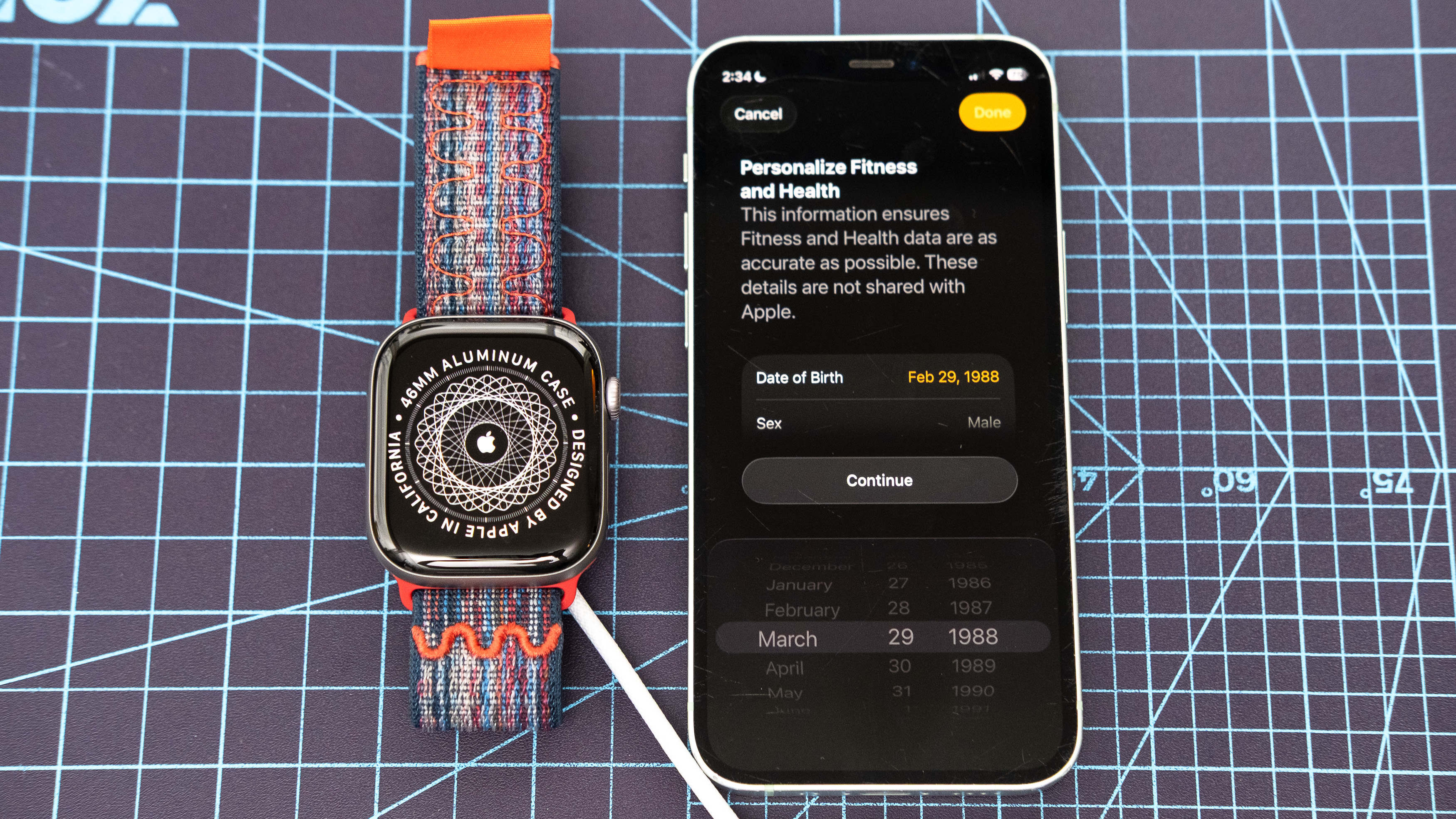 Apple Watch Series 11 close-up showing the setup and pairing process