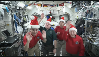 Astronauts beam home Christmas wishes from International Space Station: 'I think we may be orbiting a little higher than Santa' (video)