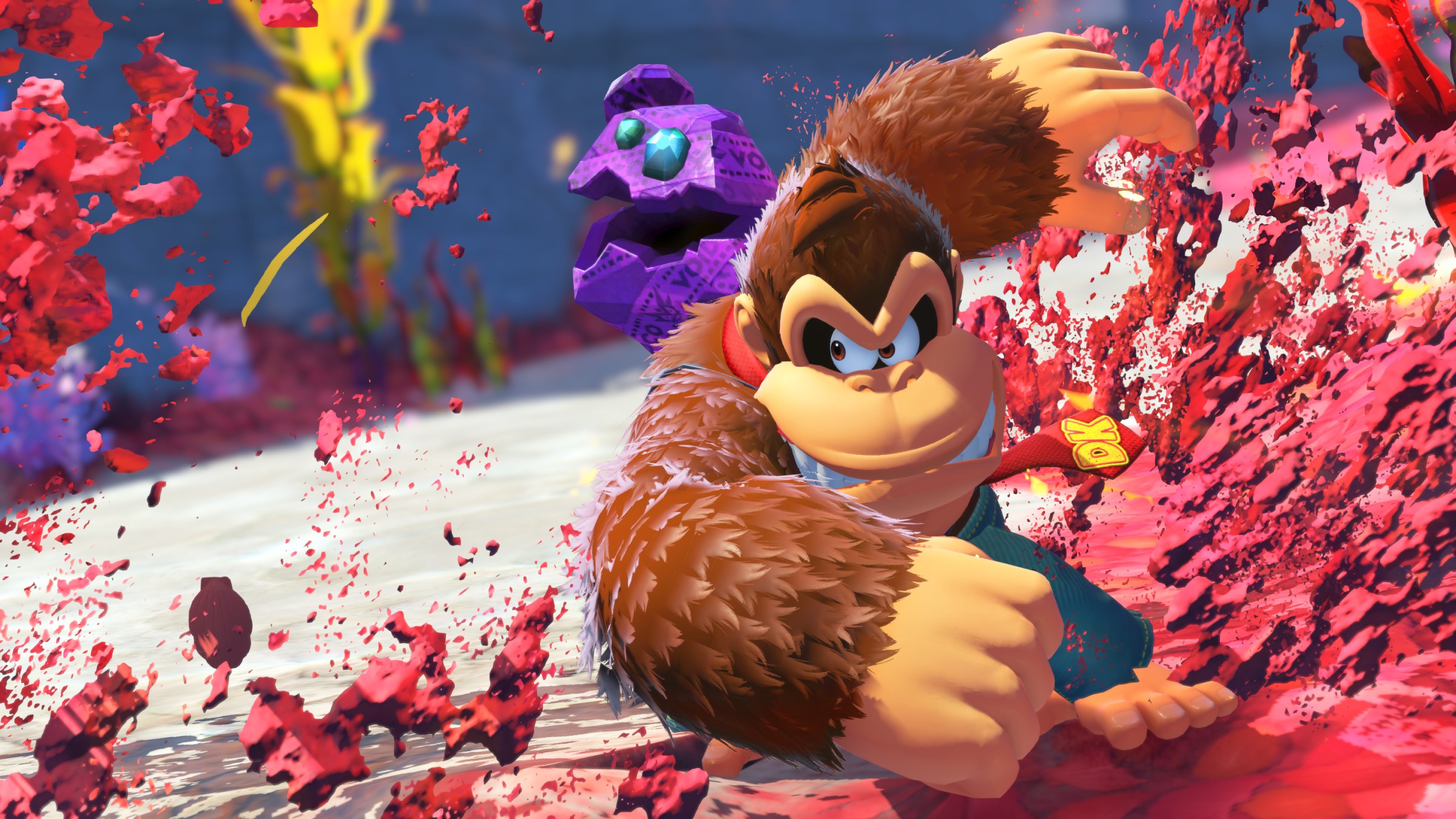 A screenshot from the video game Donkey Kong Bananza.