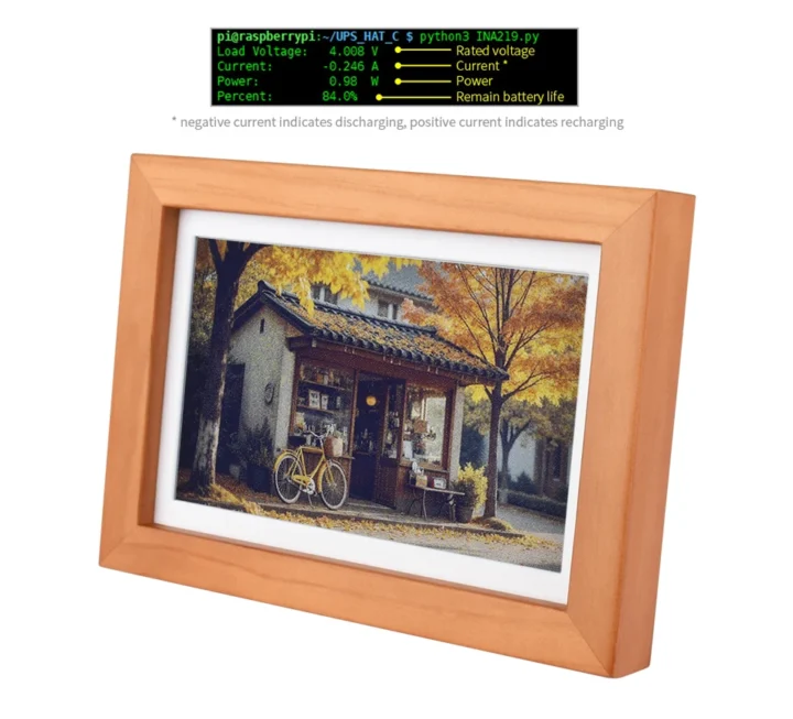 Raspberry Pi Zero color epaper photo frame power monitoring