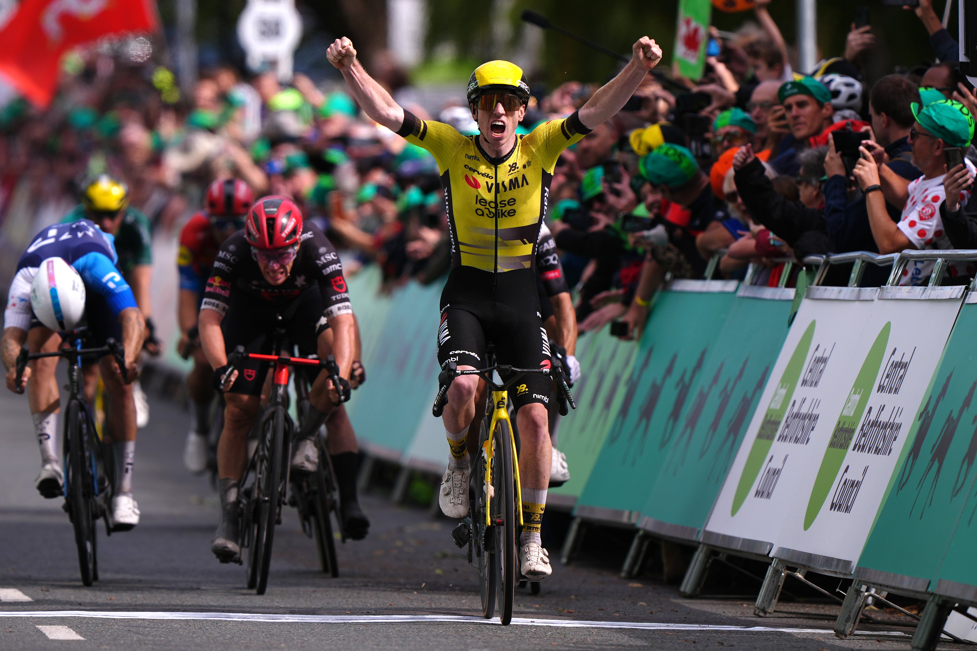 Matthew Brennan made it three wins from three for Visma-Lease a Bike at the Tour of Britain