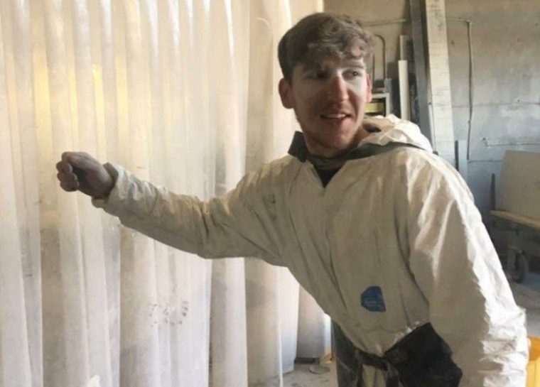 Luke Bunker, 29, a stonemason from Royston, Cambridgeshire, who was diagnosed with silicosis and emphysemia after working for 10 years at a firm cutting quartz worktops (Photos: Supplied by Irwin Mitchell law firm)