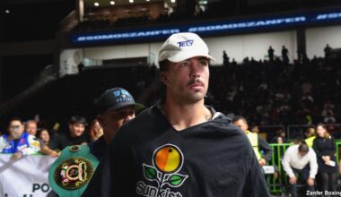 Richard Torrez Jr. walks toward the ring wearing a white cap and black shirt during his entrance for his fight against Tomas Salek on November 15, 2025, at Arena Coliseo in San Luis Potosi, Mexico.