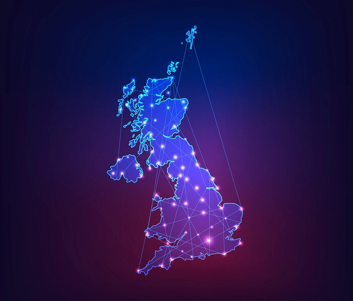 United Kingdom of Great Britain and Northern Ireland map outline.