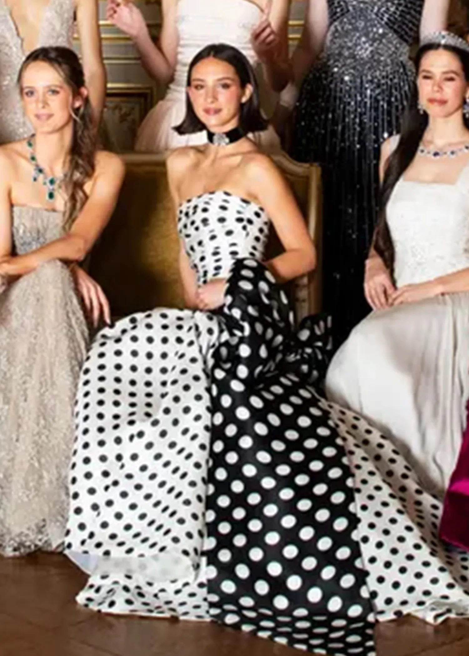 Image may contain Clothing Dress Formal Wear Adult Person Wedding People Face Head and Photobombing