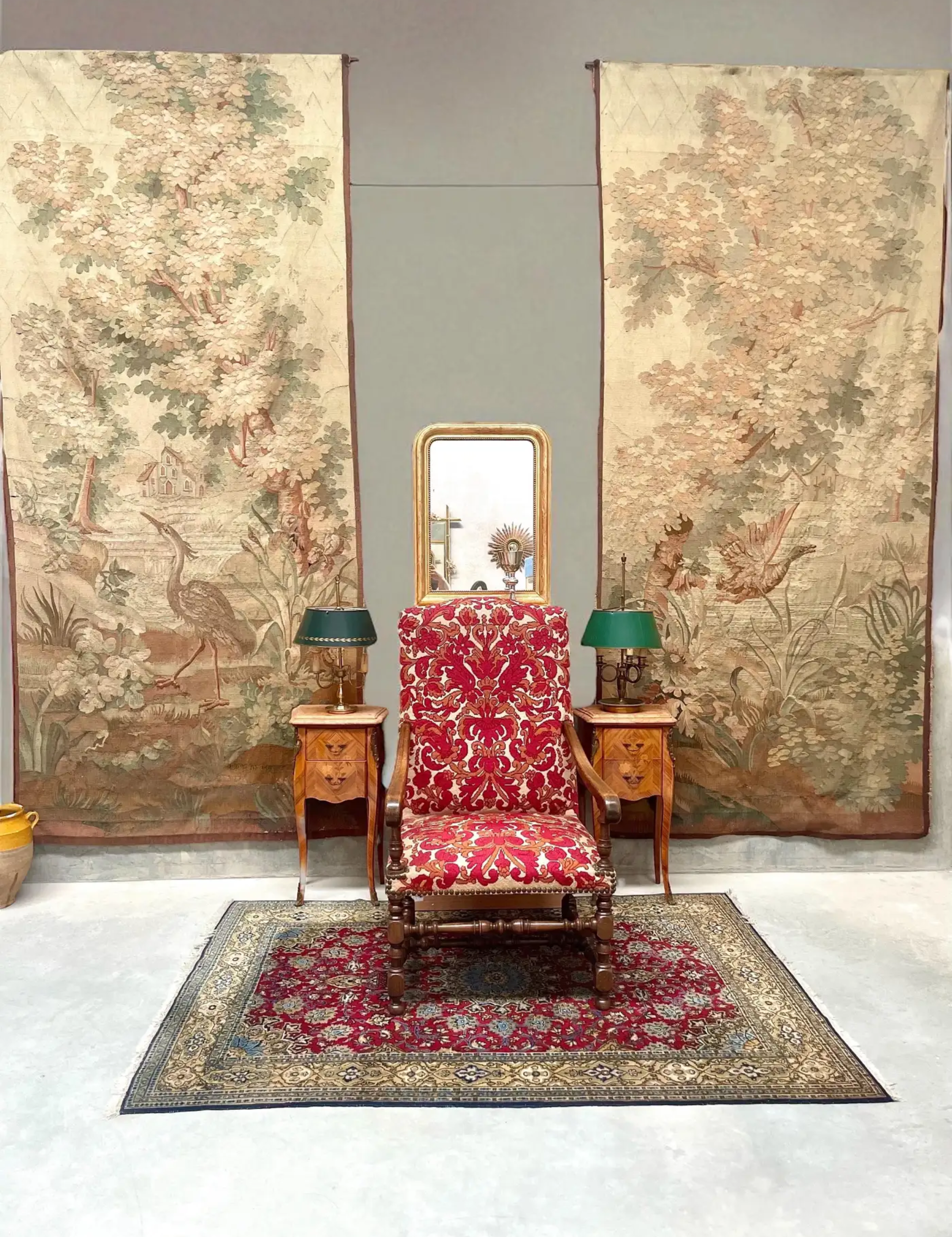 Rare 19th century large verdure tapestries