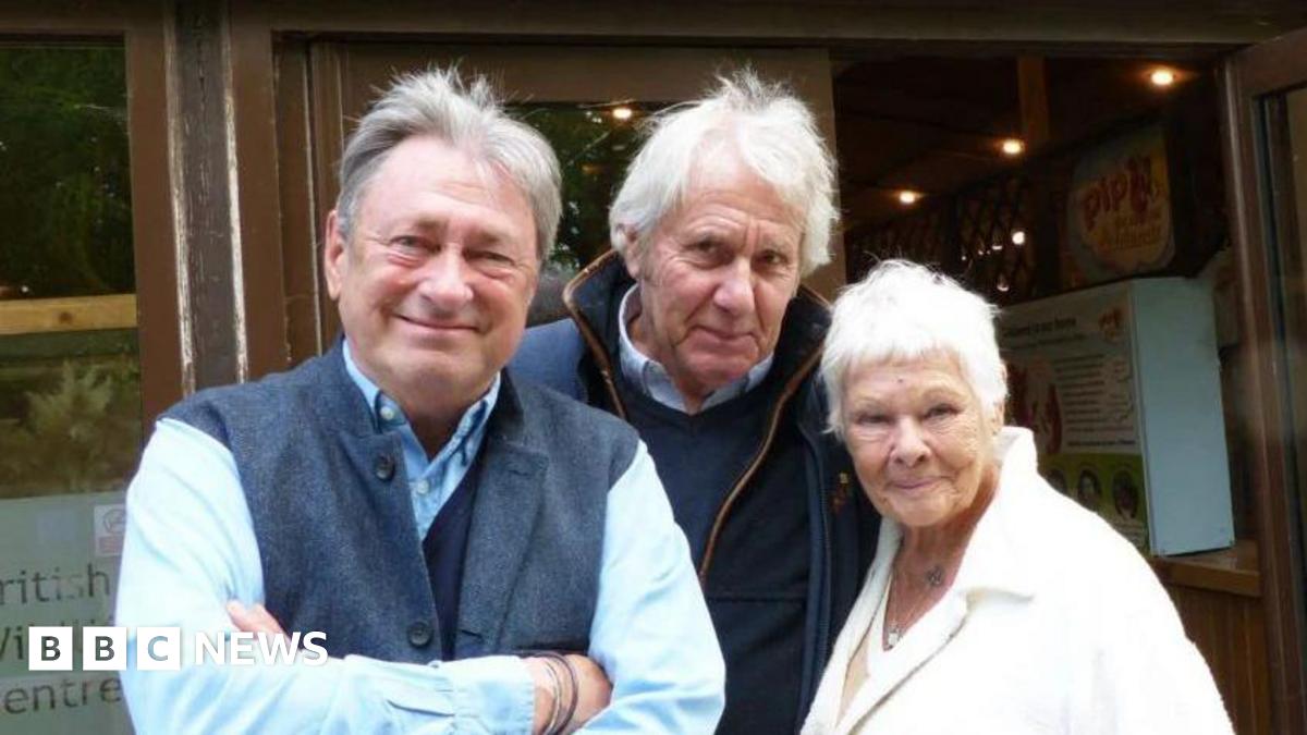 Gardener and broadcaster Alan Titchmarsh with British Wildlife Centre founder David Mills and his partner, actor Dame Judi dench