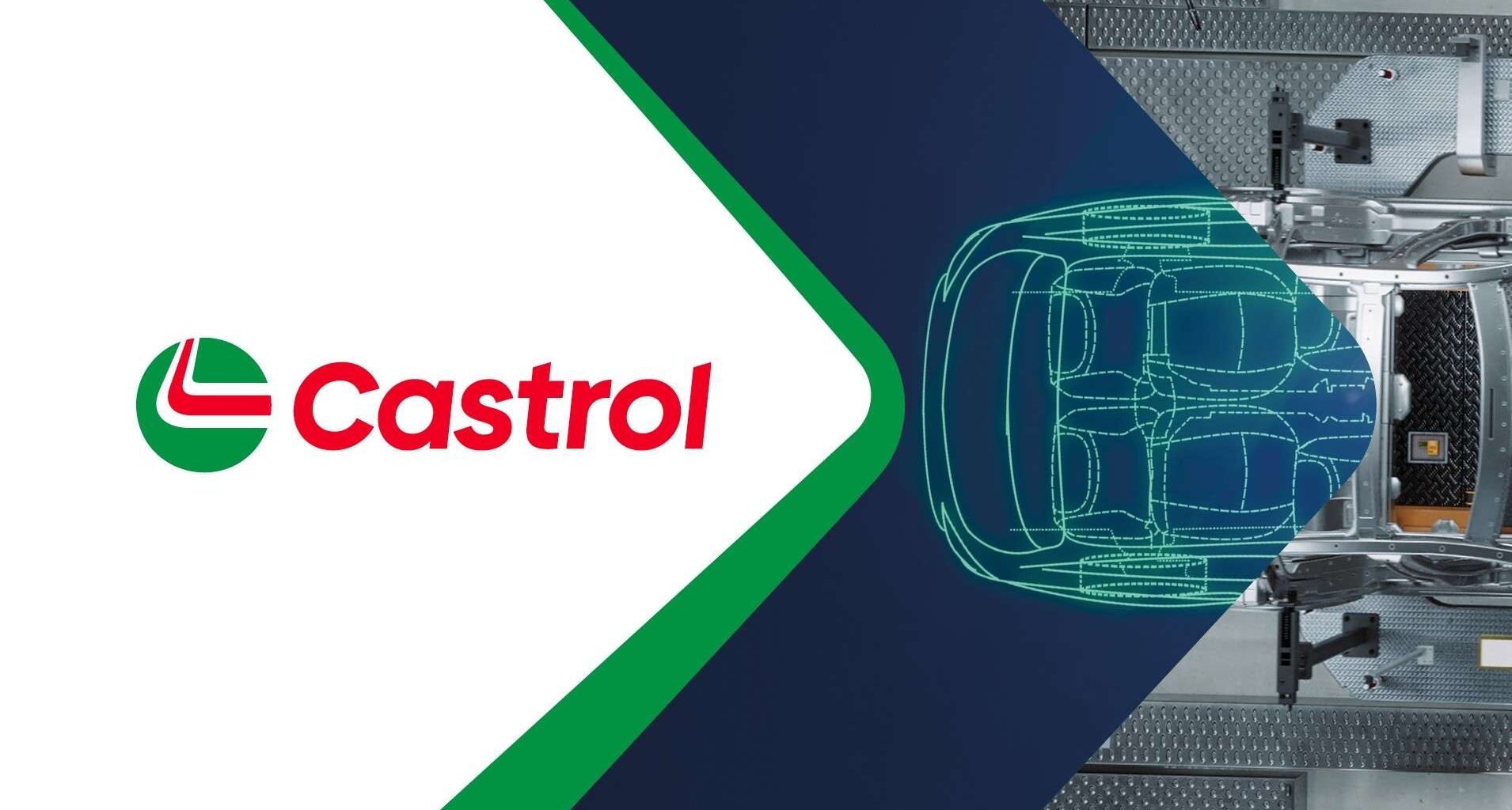 The image shows the Castrol logo next to a digital vehicle