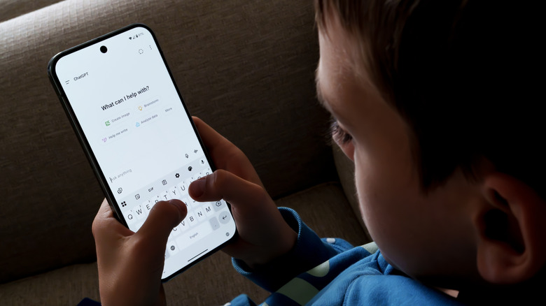 A person typing to ChatGPT on a smartphone