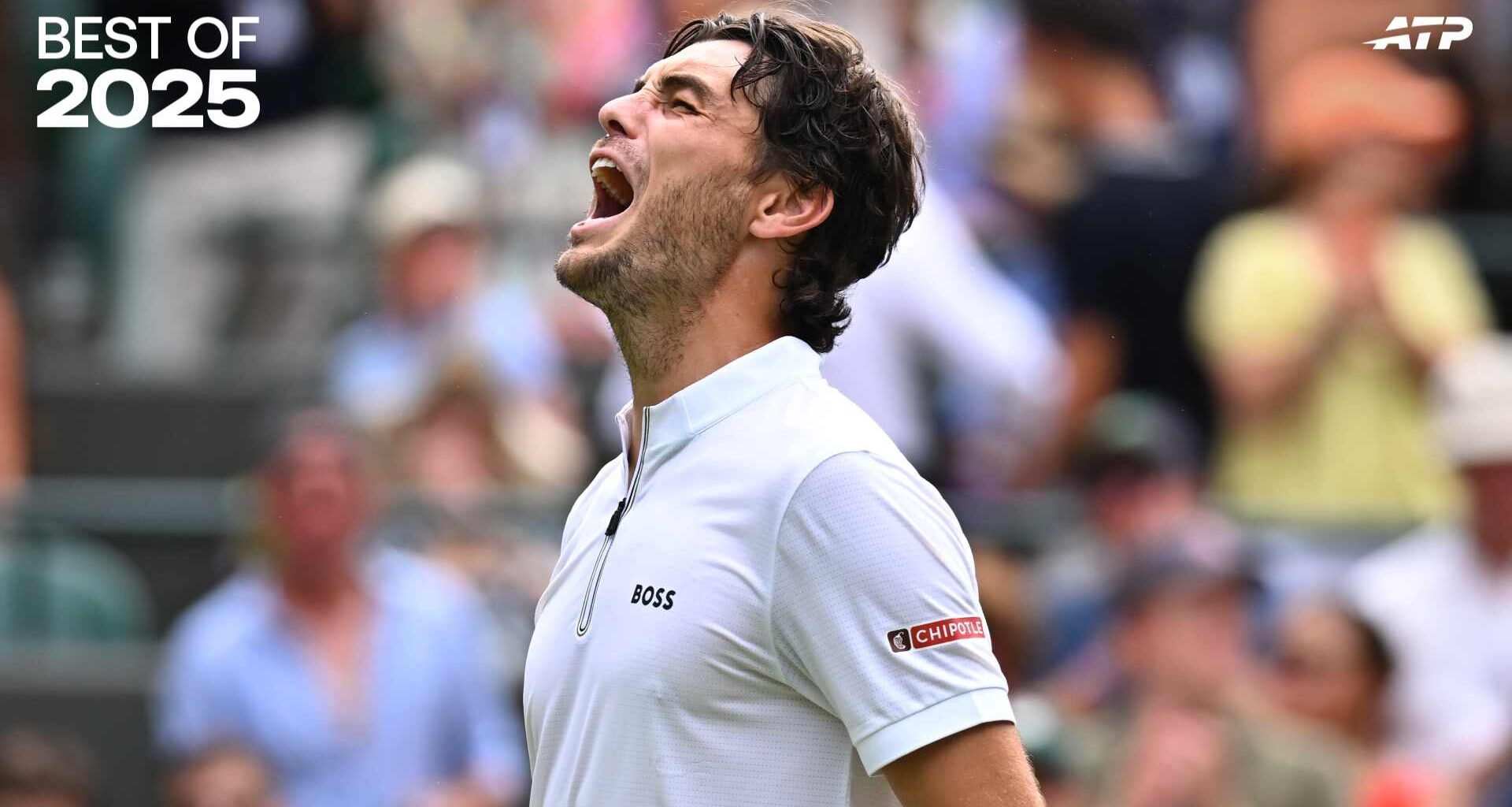 Taylor Fritz defeats Giovanni Mpetshi Perricard in five sets in the first round at Wimbledon.