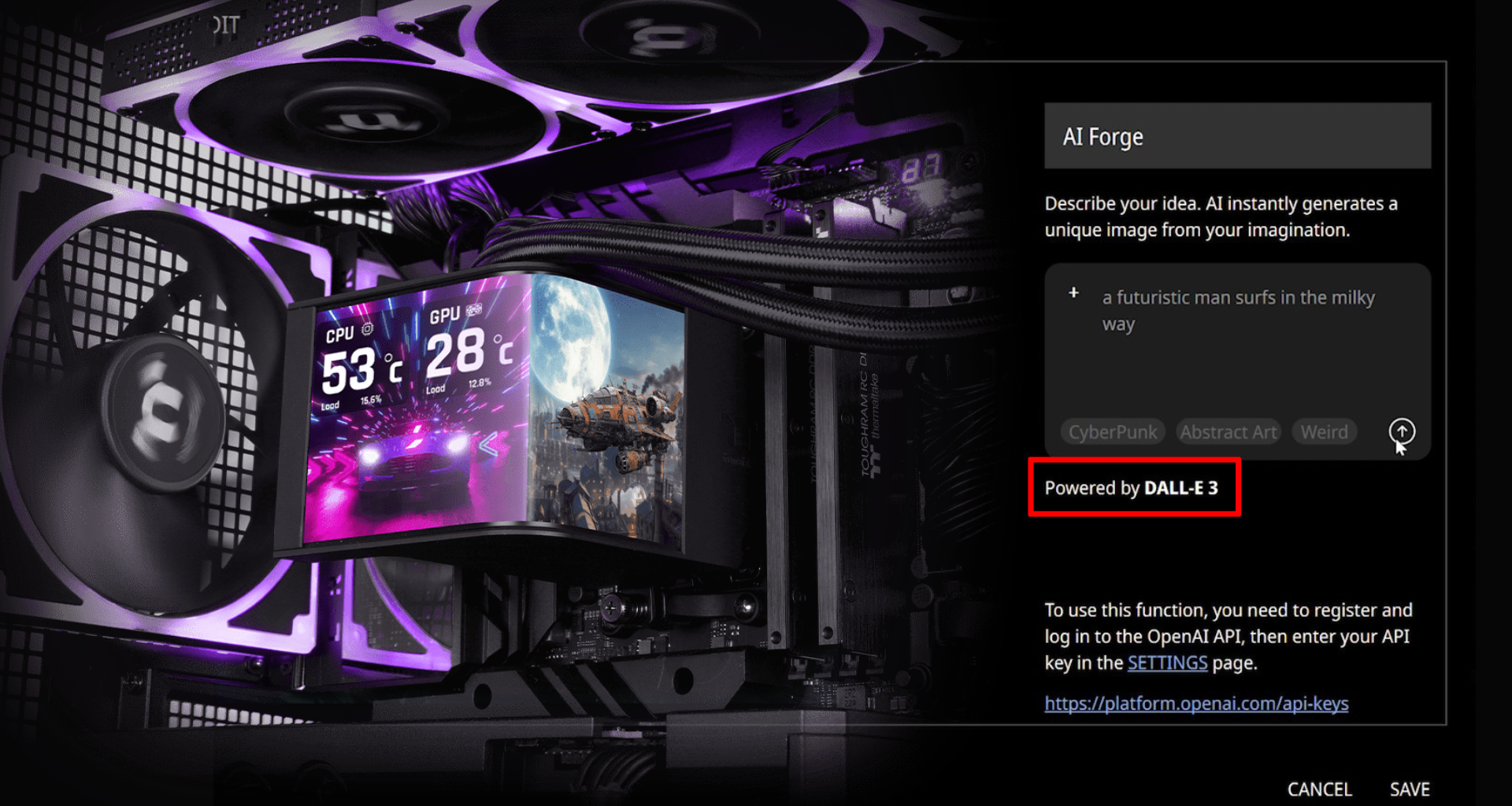 Thermaltake's AI Forge feature
