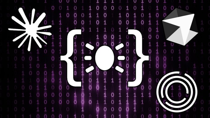 Logos of Claude, Antithesis, Cursor and Jane Street on a background of binary code.