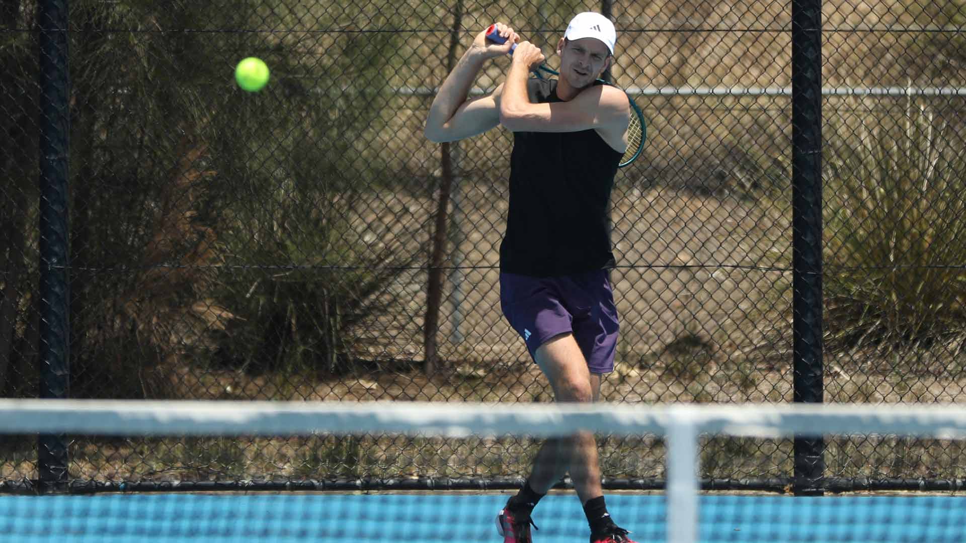 Hubert Hurkacz practises Tuesday in Sydney ahead of the United Cup.